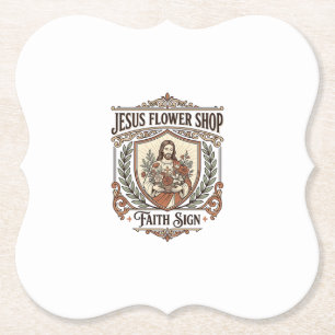 Dessous-de-verre En Papier Magasin de Fleurs Jésus Enseigne de Foi Magasin de