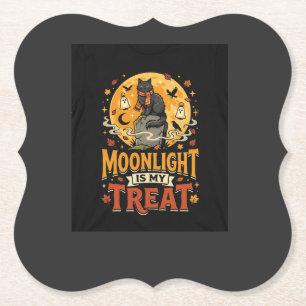 Dessous-de-verre En Papier Magie de la Lune du Chat Noir Halloween