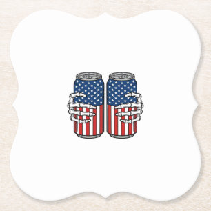 Dessous-de-verre En Papier Mains de squelette patriotiques vintage tenant des