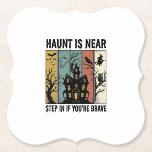 Dessous-de-verre En Papier Maison Hantée Halloween Gravure Vintage Épouvantab
