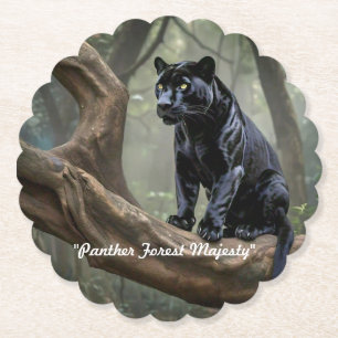 Dessous-de-verre En Papier "Majestic Black Panther en forêt"
