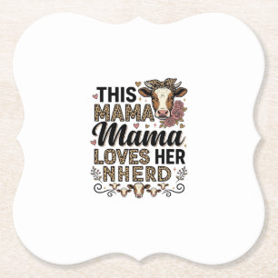Dessous-de-verre En Papier Mama Aime Son Troupeau Vintage Cow Maman Conceptio