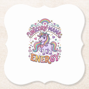 Dessous-de-verre En Papier Mama Licorne Énergie Coloré Design Zazzle_1