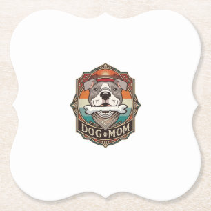Dessous-de-verre En Papier Maman Chien Os Bandana Cadre Vintage_1