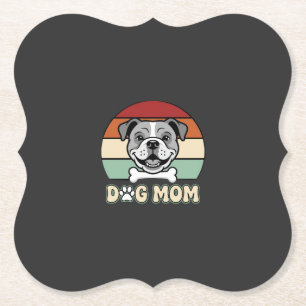 Dessous-de-verre En Papier Maman Chien Rétro Bulldog Vector