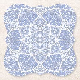 Dessous-de-verre En Papier Mandala bleu et blanc - Loergann en Blueberry
