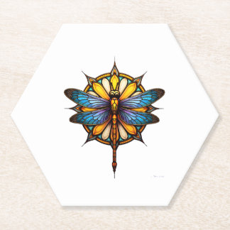 Dessous-de-verre En Papier Mandala Dragonfly Luminous Sacred Geometry Spiritu