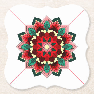 Dessous-de-verre En Papier Mandala Motif 2002 en Dessous de verre papier roug