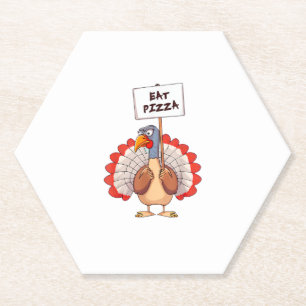 Dessous-de-verre En Papier Mangez Pizza Turquie Thanksgiving Adulte Vegan Amu