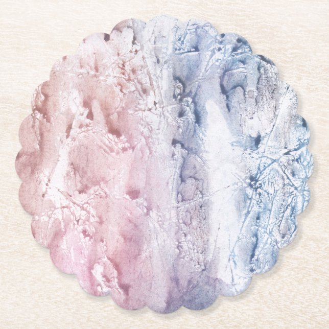 Dessous-de-verre En Papier Marbre rose bleu art abstrait aquarelle (Devant)