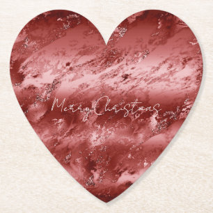 Dessous-de-verre En Papier Marbre rouge brillant