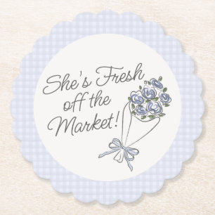 Dessous-de-verre En Papier Marché Fleur Bleue Frais Floral Lavage de Mariée