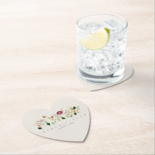 Dessous-de-verre En Papier Mariage au Jardin de fleurs sauvages fantaisiste