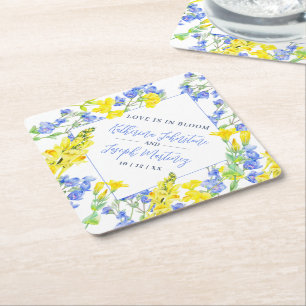 Dessous-de-verre En Papier mariage botanique jaune fleur sauvage