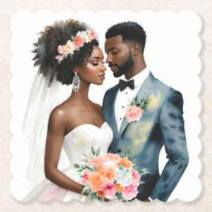 Dessous-de-verre En Papier Mariage de couple afro-américain