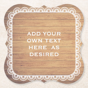Dessous-de-verre En Papier Mariage en bois rustique de dentelle