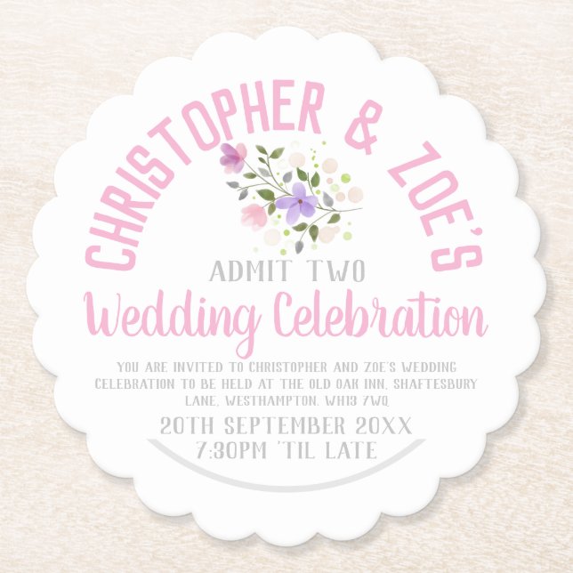 Dessous-de-verre En Papier Mariage Fête Invitation Billet papier (Devant)