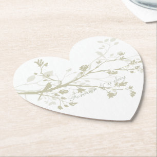 Dessous-de-verre En Papier Mariage Floral Branches d'Oiseau Crème Bleu