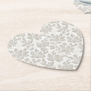 Dessous-de-verre En Papier Mariage Floral Crème Blanche Chic