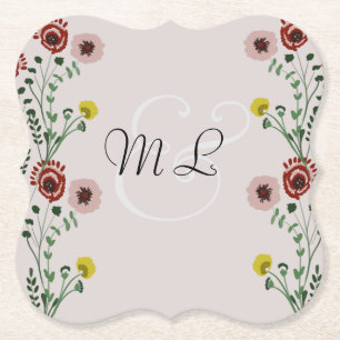 Dessous-de-verre En Papier Mariage floral Vintage brodé moderne