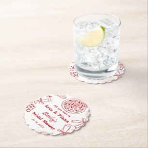Dessous-de-verre En Papier Mariage main dessinée amour & Pizza