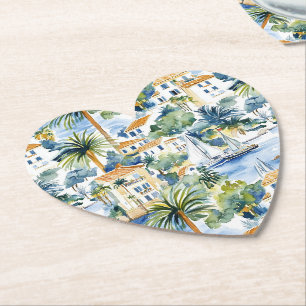 Dessous-de-verre En Papier Mariage méditerranéen tropical
