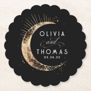 Dessous-de-verre En Papier Mariage mystique céleste noir et or
