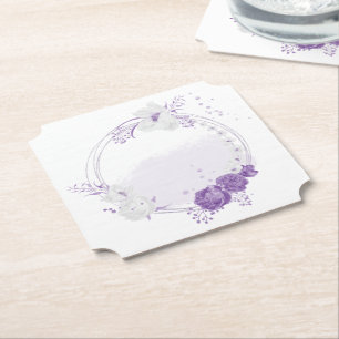 Dessous-de-verre En Papier mariage romantique blanc & violet