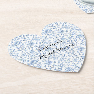 Dessous-de-verre En Papier Mariage Romantique Fleurie Bleu Blanc