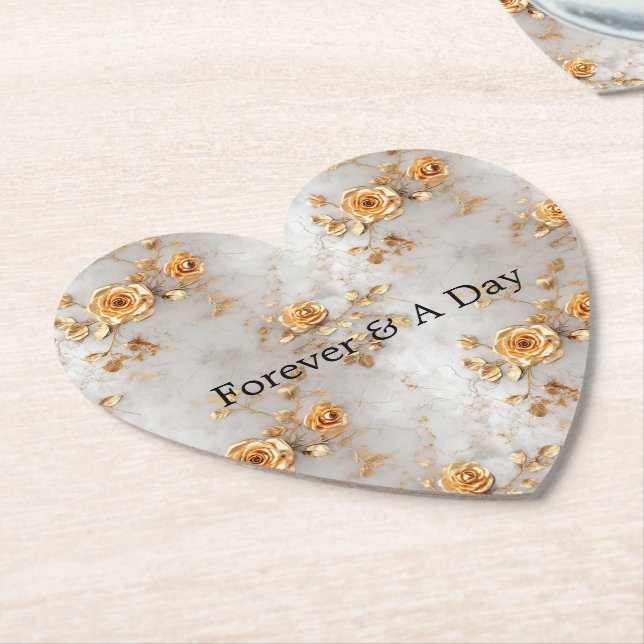 Dessous-de-verre En Papier Mariage Rose Pearl Gold (Incliné)