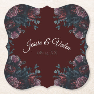 Dessous-de-verre En Papier Maroon foncé Mauve Gothique Mariage élégant