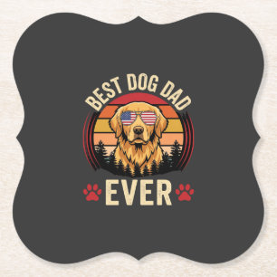 Dessous-de-verre En Papier Meilleur papa chien de tous les temps Rétro Golden