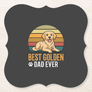 Dessous-de-verre En Papier Meilleur Papa Golden Retriever Rétro Chien