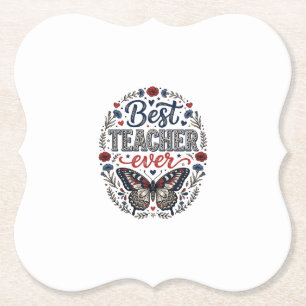 Dessous-de-verre En Papier Meilleur Professeur Ever Vintage Papillon Floral C
