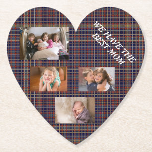 Dessous-de-verre En Papier Meilleure maman à Tartan Plaid Freestyle Police bl