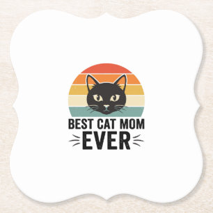Dessous-de-verre En Papier Meilleure Maman de Chat Retro Visage de Chat Desig