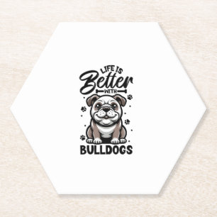 Dessous-de-verre En Papier Meilleure vie avec Bulldog