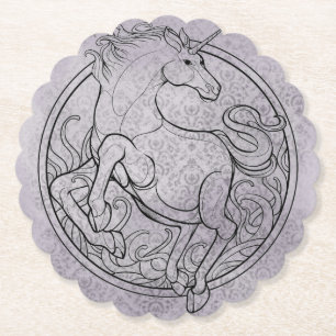 Dessous-de-verre En Papier Mélange gris de dessous de verre de licorne