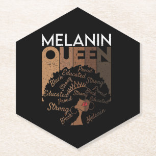 Dessous-de-verre En Papier Melanin Afro Queen Word Art