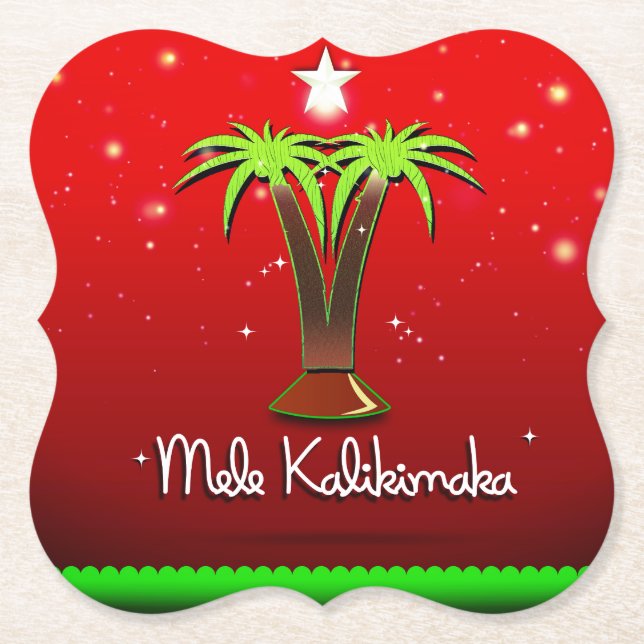 Dessous-de-verre En Papier Mele Kalikimaka Palm Tree pour Noël (Devant)