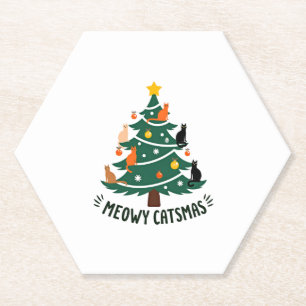 Dessous-de-verre En Papier Meowa Catmas Chat Noël Arbre de Noël Noël Noël Noë