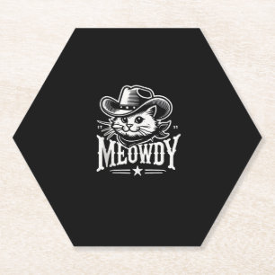 Dessous-de-verre En Papier Meowdy Cat Cowboy Cowgirl Meow Howdy Halloween Cos