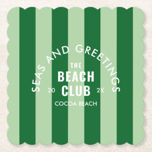 Dessous-de-verre En Papier Mer Et Salutations Le Beach Club Green Stripe