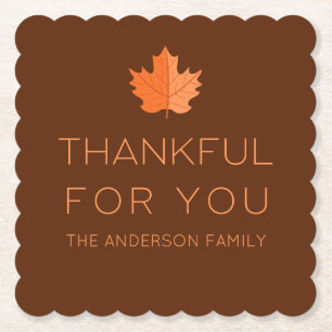 Dessous-de-verre En Papier Merci Pour Vous   Thanksgiving minimaliste moderne