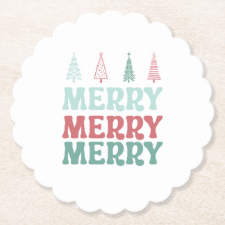 Dessous-de-verre En Papier Merry Merry Merry with Pastel Boho Christmas Trees
