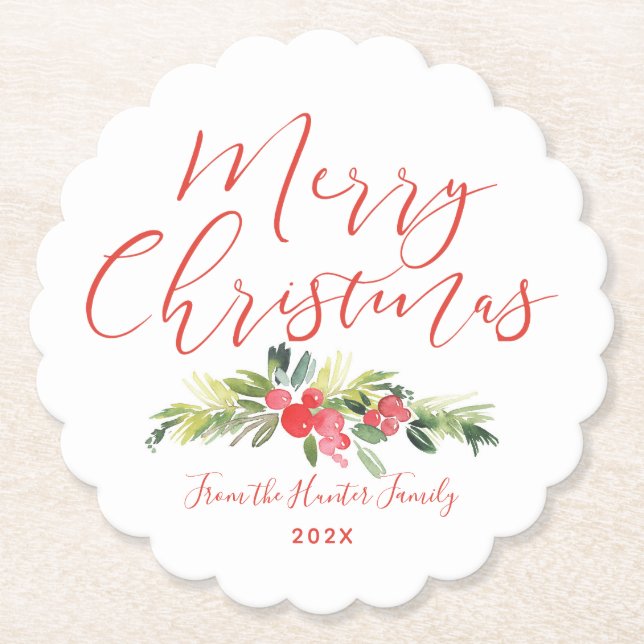Dessous-de-verre En Papier Merry Mistletoe | (Devant)