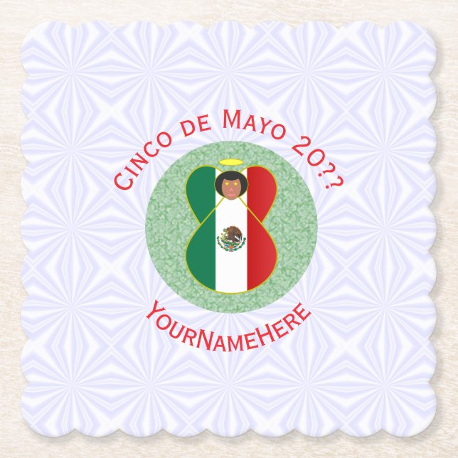 Dessous-de-verre En Papier Mexicain Cinco de Mayo Angel Personnalisé (Devant)