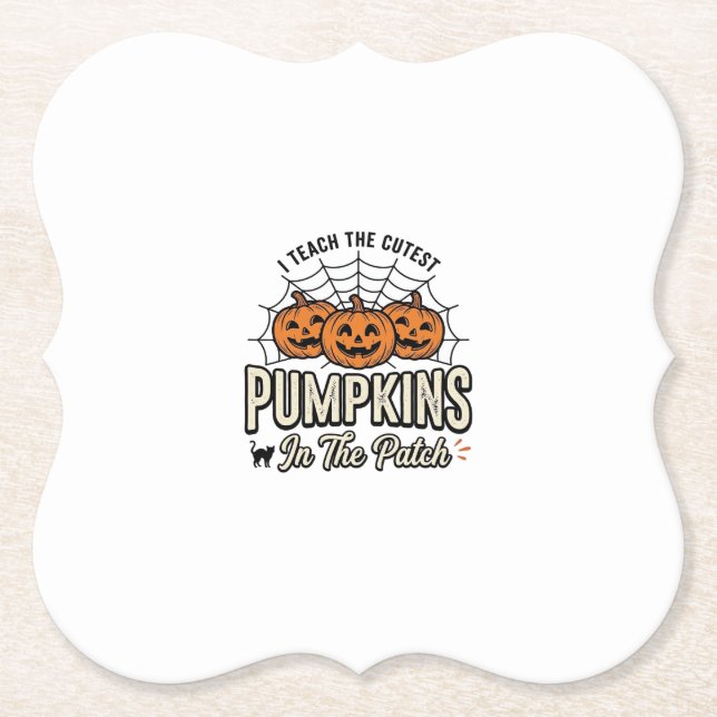 Dessous-de-verre En Papier Mignon professeur de citrouille Design Halloween_1 (Devant)