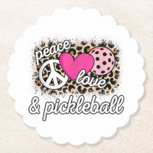 Dessous-de-verre En Papier Mignonne Peace Love Pickleball Player Funny Pickle