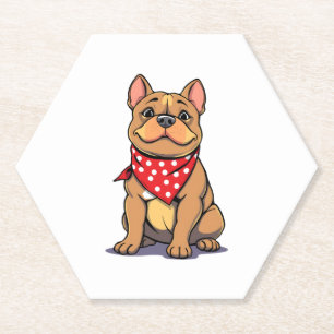 Dessous-de-verre En Papier Mignonne Pitbull Bulldog avec Bandana Amusante Chi